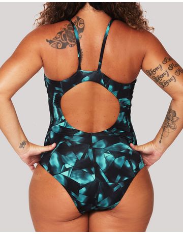Maiô de natação Shape alças finas em U - Cristal