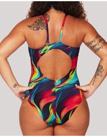 Maiô de natação Shape alças finas em U - Chama