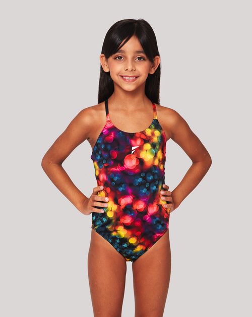 Maiô de natação infantil Slim alças finas em V - Lumina