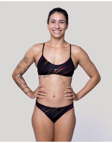 Sunquíni de Natação Fab Top com Alças Finas em V e Calcinha Lateral Fina - Laser