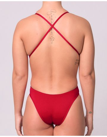 Maiô de natação Bela Alças em X - Vermelho