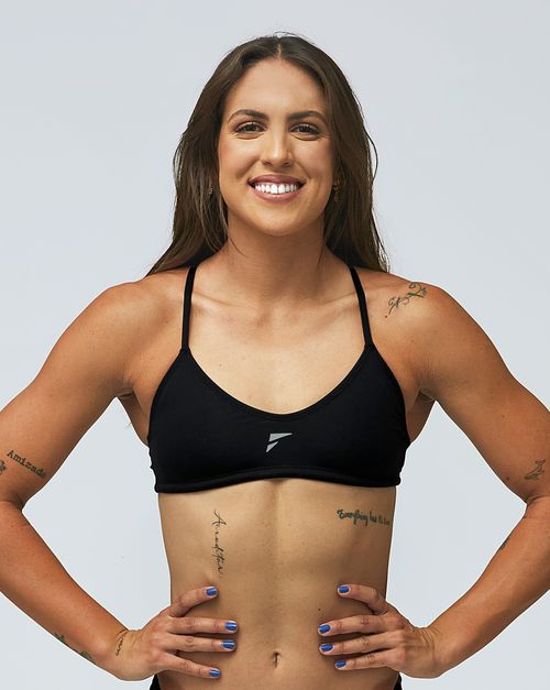 Top sunquíni de natação Fab Alças finas em V - Preto