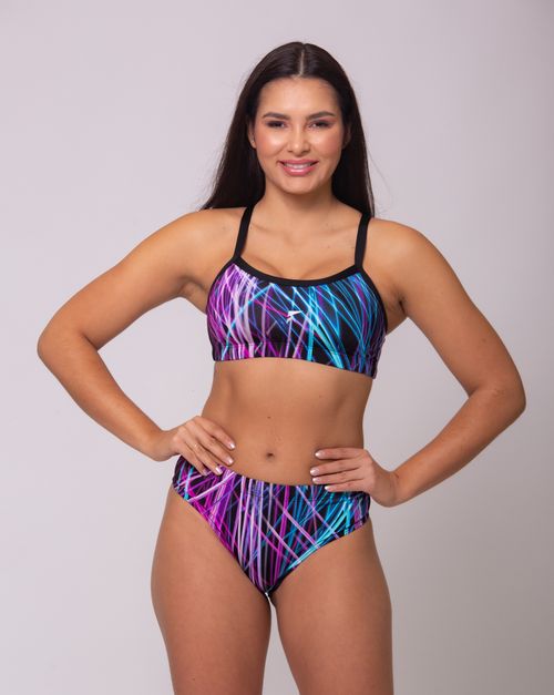 Calcinha sunquíni de natação New Master cós alto - Elétrica