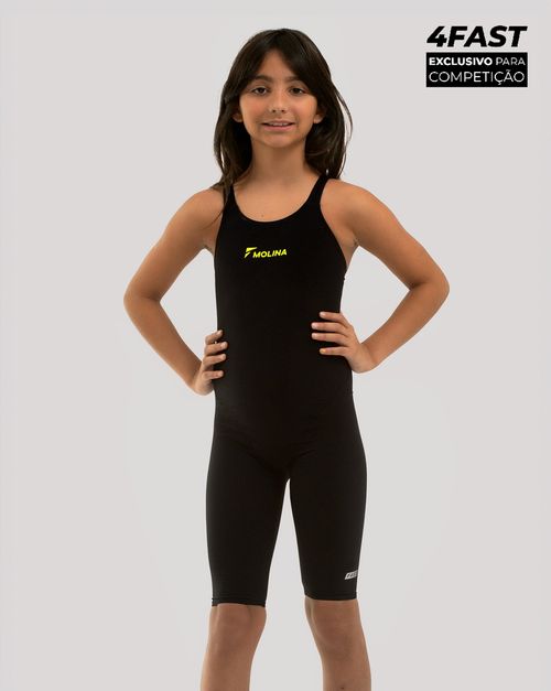 Traje de natação infantil para competição 4Fast - Preto