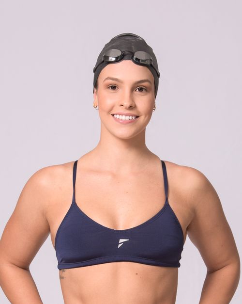 Top sunquíni de natação Fab Alças finas em V -  Marinho