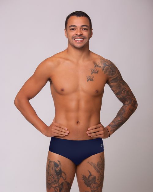 Sunga de natação lateral média - Marinho