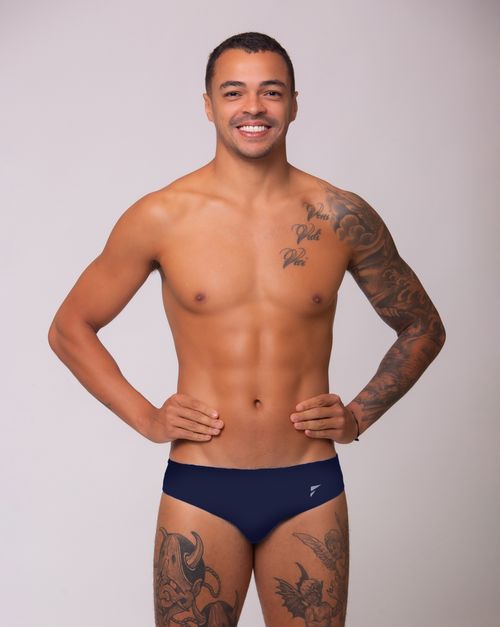 Sunga de natação lateral fina -  marinho