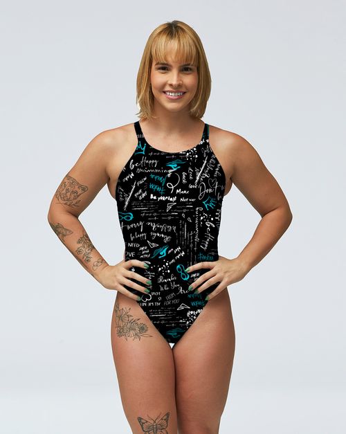 Maiô de natação Cavado alças largas em V - Fabiola