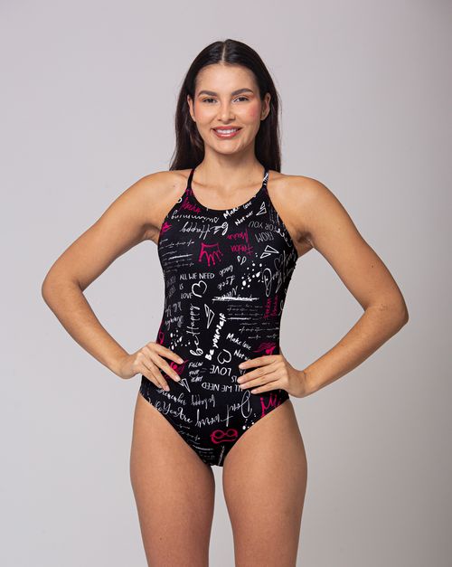 Maiô de natação Shape alças finas em U - Fabiola Pink