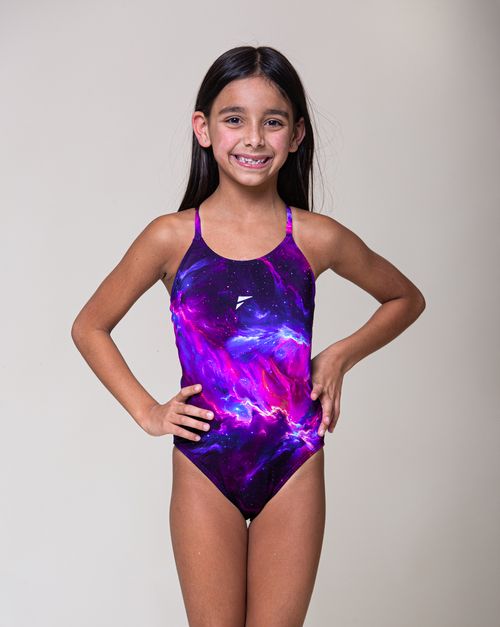 Maiô de natação infantil Slim alças finas em V - Astro