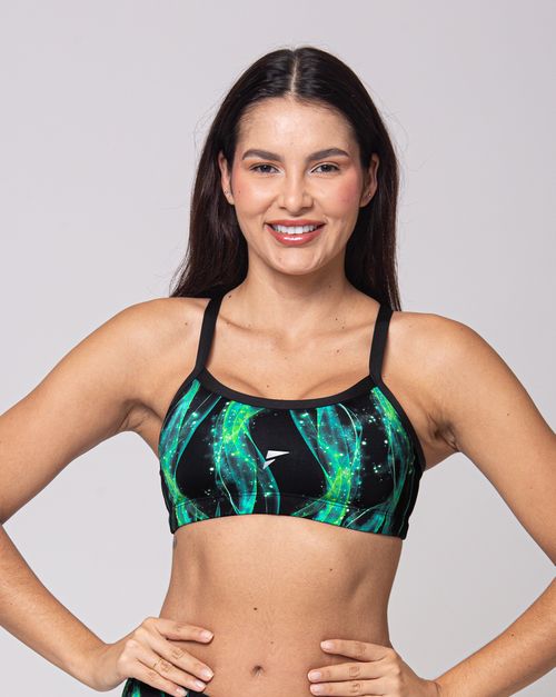 Top sunquíni de natação New Master alças largas e costas nadador - Luméon | Preto